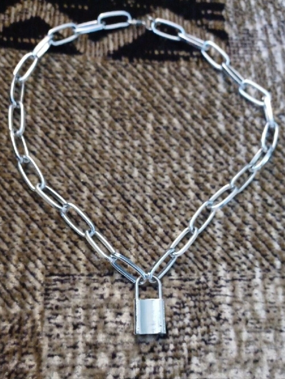 4/$40 Silver Padlock Link Chain Necklace